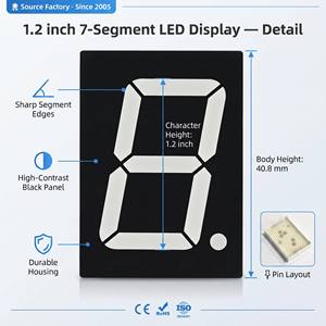Display LED a 7 Segmenti da 1,2 Pollici, 1 Cifra, Stile Inclinato, Prezzo di Fabbrica, per Sistemi di Amperometri Elettronici - Product Image 2