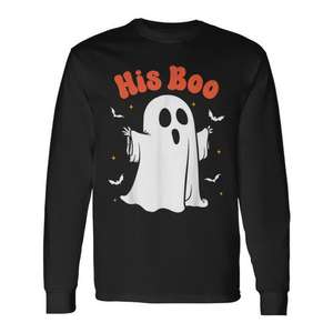 Camiseta de manga larga His Boo Ghost para Halloween, diseño a juego para parejas - Product Image 1