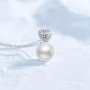 Lovely Heart <strong>Pendant</strong> Natura Freshwater <strong>Pearl</strong> Jewelry Modern Design VVS Moissanite Sterling Pure Silver S925 <strong>Necklace</strong> for Girls - Product Image 4