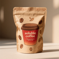 Sac d'emballage en plastique de papier kraft recyclable personnalisé étanche à l'humidité pochette debout pour les grains de café en poudre