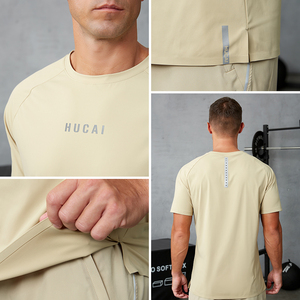 <span class=keywords><strong>Camiseta</strong></span> Deportiva HUCAI Personalizada con Etiqueta Privada, <span class=keywords><strong>de</strong></span> Nailon Transpirable, con Dobladillo Cosido, <span class=keywords><strong>de</strong></span> Secado Rápido, para Entrenamiento, Fitness, Running y Gimnasio, para Hombre - Product Image 2