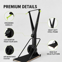 Machine de ski commerciale à résistance d'air réglable sur 10 niveaux, entraîneur de ski d'intérieur avec écran LCD, antidérapante pour la maison et la salle de sport, cardio complet du corps