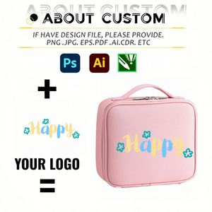 Sac à maquillage personnalisé avec logo, miroir à lumière LED, fermeture éclair, grande capacité, boîte à cosmétiques portable professionnelle à double couche, organisateur portable - Product Image 2