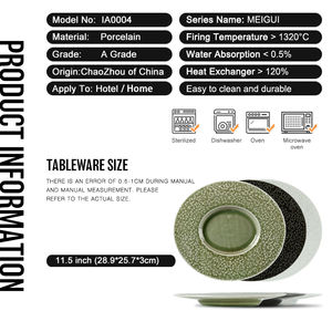 Fabrika doğrudan toptan 11.5 inç kabartmalı desen siyah seramik porselen hizmet Oval deniz ürünleri için yemek tabakları restoran - Product Image 6