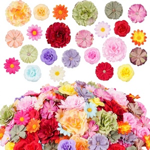 210 mini-têtes <span class=keywords><strong>de</strong></span> fleurs artificielles en soie 3D, en vrac, roses, marguerites, tournesols, pour mariages et artisanat, résistantes à la poussière et à l'<span class=keywords><strong>eau</strong></span> - Product Image 1