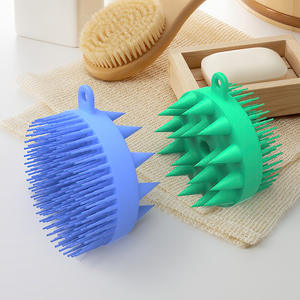 Jianhong Double-Sided <b>Round</b> Silicone Bath <b>Brush</b> Long PVA Body Massage and Scalp Cleaning Shampoo <b>Brush</b> Dry and Wet Use - Product Image 4