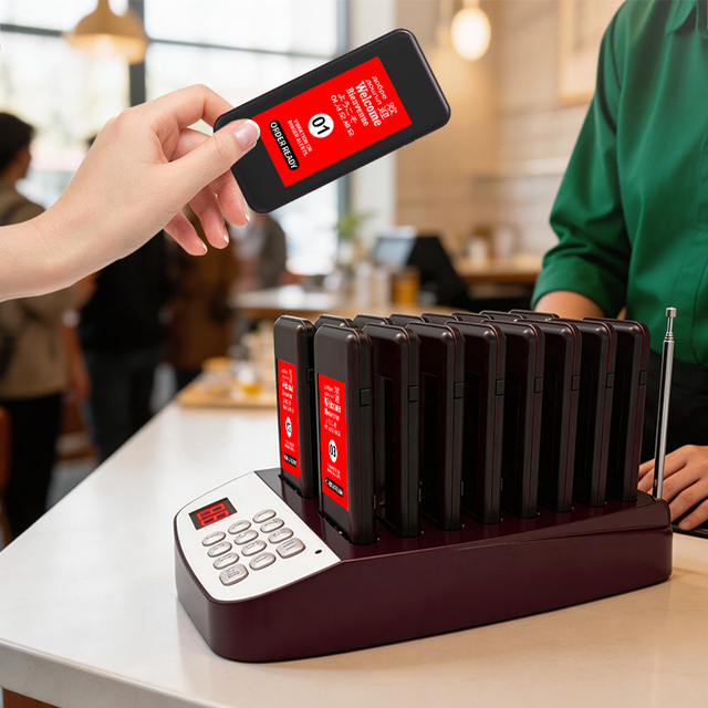 Vibration & Buzzer Wireless Restaurant Pager - Perfect for Cafes, Bars, Food Courts & Quick-Service Restaurants