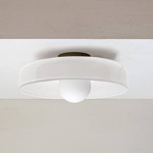 Plafonnier en verre rétro français, luminaire vintage pour entrée, couloir, balcon - Product Image 3