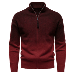 Suéter Cárdigan de Punto para Hombre, Estilo Británico, con Cuello Vertical y Cierre de Cremallera, en Colores Degradados, para Otoño e Invierno - Product Image 5