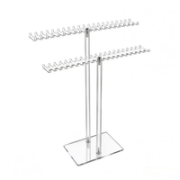 Support de présentation de colliers en acrylique transparent à double niveau, support à bijoux en forme de T pour colliers, organisateur de bijoux pour comptoir de vente au détail