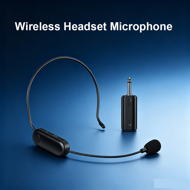Wireless Headset Microphone Rechargeable 6.35mm Receiver for Classroom Teaching and Voice Amplifiers