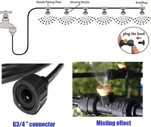 Système de refroidissement par brumisation, alimenté par courant alternatif, résistant aux UV, pompe d'<span class=keywords><strong>arrosage</strong></span> de plantes DIY, adaptateur de robinet 3/4 pouces, buses de brumisation, <span class=keywords><strong>tuyau</strong></span> pour patio et jardin - Product Image 4