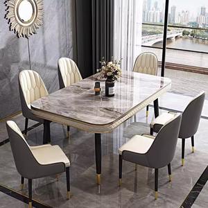 Mesa de comedor rectangular de mármol moderna de lujo con juego de sillas 4 6 8 plazas comedor muebles de sala de estar diseños elegantes - Product Image 2