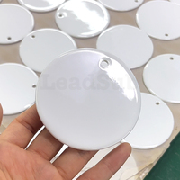 Lot de 3 pouces, double face, lisse, émaillé, rond, blanc uni, vierge, pour impression UV, artisanat, souvenir, ornement de Noël en céramique