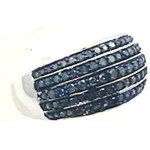 Ornaatis Blue Diamond <b>Dome</b> Wedding Band <b>Ring</b> 0.90 Cttw Round Cut Sterling Silver - Product Image 2