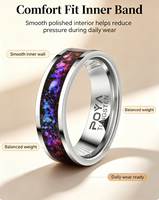 Bague de mariage pour couples en carbure de tungstène argenté, incrustation romantique en or rose et pierre de grès galaxie, polie, 6 mm, ajustement confortable
