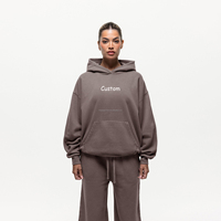 Automne hiver ensemble de pantalons surdimensionnés personnalisés vêtements survêtement uni femmes pantalons de survêtement et ensembles à capuche