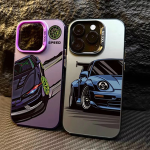 Funda de teléfono móvil para <span class=keywords><strong>iPhone</strong></span> 15 14 <span class=keywords><strong>13</strong></span> <span class=keywords><strong>Top</strong></span> Sports Car Para <span class=keywords><strong>iPhone</strong></span> 16 <span class=keywords><strong>Pro</strong></span> <span class=keywords><strong>Max</strong></span> láser color plata protección PC funda dura - Product Image 1