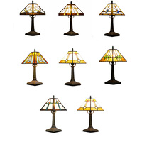 Lampe de table de style mission antique avec abat-jour en vitrail, design moderne, base E26/E27 pour la maison, la table de chevet ou la décoration nocturne