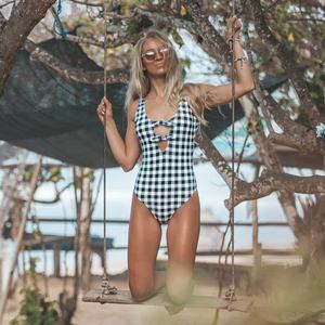 Maillot de bain sexy dos nu échancré, coupe haute, séchage rapide, 2 pièces, en Spandex/Polyester, avec push-up et string en V – Grande Vente - Product Image 1