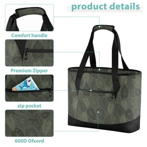 Fashion 36 Can Custom Design Kalo Leaf Hawaiian Print Insulated Grocery Bags Tote Cooler Bag with Shoulder Strap - Product Image 5