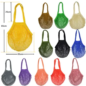 Grocery Shopping Net Tote Washable Biodegradable Eco Friendly GOTS Reusable Produce Drawstring Pouch Organic Cotton Mesh Bags