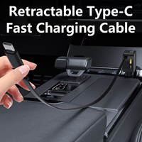 Cargador de Coche Retráctil, Cargador de Coche de Carga Rápida 3 en 1 de 90 W con USB-C y USB-A, Compatible con iPhone, Galaxy, Pixel y Más