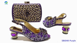 <span class=keywords><strong>Scarpe</strong></span> con <span class=keywords><strong>tacco</strong></span> basso con borse abbinate tipo italiano Set borsa borsa africano cera - Product Image 5