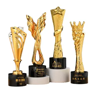 Customizable Classic Gold Resin Crystal Trophies Sports Theme Medal Plaque Souvenir Manufacturing Source Award Usage