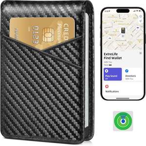 กระเป๋าสตางค์มินิมอลสำหรับผู้ชาย พร้อมฟังก์ชันติดตามกระเป๋า ป้องกันการโจรกรรมด้วย RFID ช่องใส่บัตรเครดิต 10 ช่อง ดีไซน์บางเฉียบ ผลิตจากไมโครไฟเบอร์ - Product Image 1