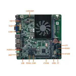 WANLAN motherboard quad core j4125 ddr4 thin mini itx bare motherboard with fan 12V