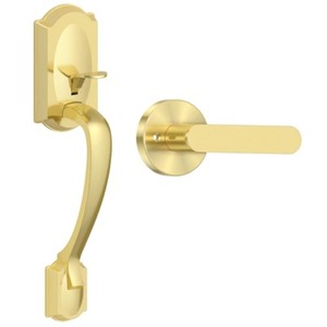 Poignée de <span class=keywords><strong>porte</strong></span> d'entrée vintage en laiton satiné avec levier de passage intérieur et poignée inférieure réversible pour portes extérieures - Product Image 3