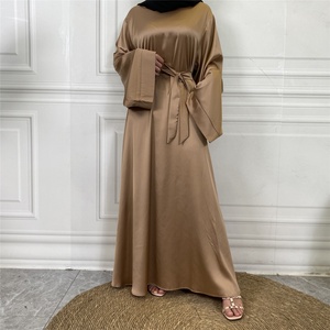 6622 #   Abaya Dubaï unie, simple mais élégante, coupe trapèze, robes longues fluides, vêtements islamiques pour femmes musulmanes - Product Image 2