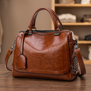 BS INTERNATIONAL Rose Petal Style Fashionable <b>Women's</b> Genuine Leather Clutch Cross-Body Strap Zipper Waterproof Large Capacity - Product Image 5