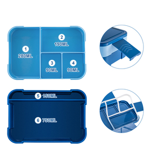 6 <b>Compartment</b> Bento <b>Box</b> PP5 Microwave Safe Leakproof <b>Lunch</b> <b>Box</b> <b>With</b> Fork Spoon Sauce Container Custom Logo For Office School - Product Image 3