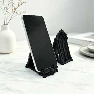 Supporto per Telefono con Teschio Gotico Stampato in 3D, Motivo in Vetro Colorato, Decorazione da Scrivania, Ornamento per Mensola Ufficio - Product Image 5