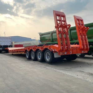 3 Axle 20 50ton Flatbed Gooseneck Mafi Low Boy Low <span class=keywords><strong>Bed</strong></span> <span class=keywords><strong>Dolly</strong></span> Truck 100 Ton Lowboy Semi Trailer - Product Image 3