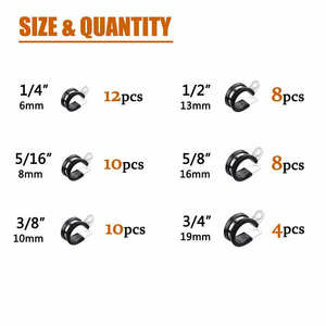 ชุดคลิปยึดสายเคเบิลแบบ U จำนวน 52 ชิ้น พร้อมยางรอง คลิปยึดสายเคเบิล ท่อ สายยาง ชุดคลิปยึดแบบคละขนาด - Product Image 2
