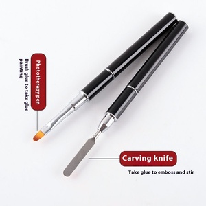 Lápiz de pegamento de doble punta para decoración de uñas, profesional, para extensión rápida, con empujador de acero, pegamento de nailon para fototerapia y cristal, con punta rizada - Product Image 2