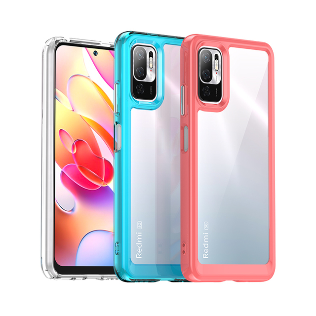 Colorful Transparent Phone Case for Redmi Note 10 5G Hard Acrylic and Soft TPU Folding Mobile Case for POCO M3 Pro 5G