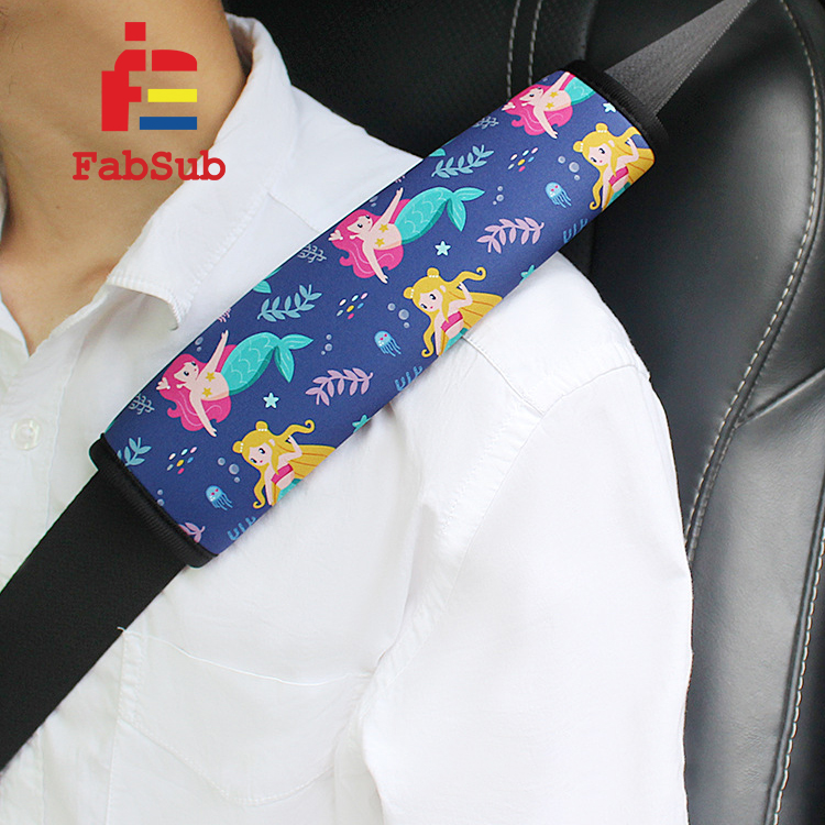 Новое поступление 2020, чехол Fabsub для ремня безопасности с индивидуальным принтом, портативная Наплечная Подушка, неопреновый чехол для автомобильного ремня безопасности, сублимационные заготовки