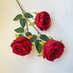 Fleurs artificielles en vrac de type rose impériale à trois têtes : bouquet de mariée, fleur commémorative, décoration d'hôtel - Product Image 3