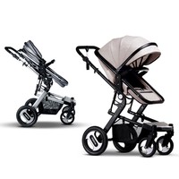 Poussette Bébé Multifonctionnelle en Alliage d'Aluminium 3-en-1, Position Assise et Allongée, Rotation à 360 Degrés, Amortisseur, Pliable, 15 kg
