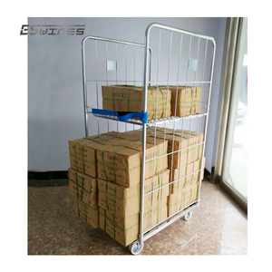 Foldable base nested design transport storage galvanized metal double walled roll container