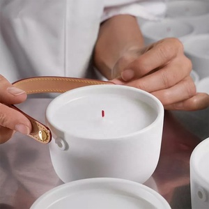 C & H nóng bán độc đáo thiết kế sang trọng Matt Trắng nến gốm lọ với PU xử lý cho nến làm nến - Product Image 3
