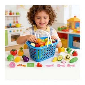 Toysrunner Kids <b>Play</b> Food <b>Kitchen</b> Toy Set <b>Plastic</b> Pretend <b>Play</b> Cutting Fruit Vegetable Children Role <b>Play</b> Educational Activity - Product Image 6