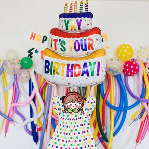 Nouveau <span class=keywords><strong>ballon</strong></span> en aluminium de conception de gâteau à trois couches pour les fêtes d'anniversaire accessoires photo créatifs qui créent une atmosphère murale scénique - Product Image 2