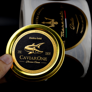 Carta testurizzata impermeabile su misura caviale congelato in rilievo 3D in lamina d'oro personalizzato alta rotonda etichette adesive per caviale - Product Image 4