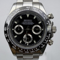 Jam Tangan VK63 Movement, Kalender Perak Putih, Bahan Baja Tahan Karat 904L, Enam Jarum, Timer Tersegmentasi, Jam Tangan Pria