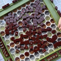 Ensemble de tuiles de mahjong Remsen, tuiles de mahjong en acrylique de luxe - 160 pièces, pliables, monocouche, rouge cerise, pour le divertissement familial